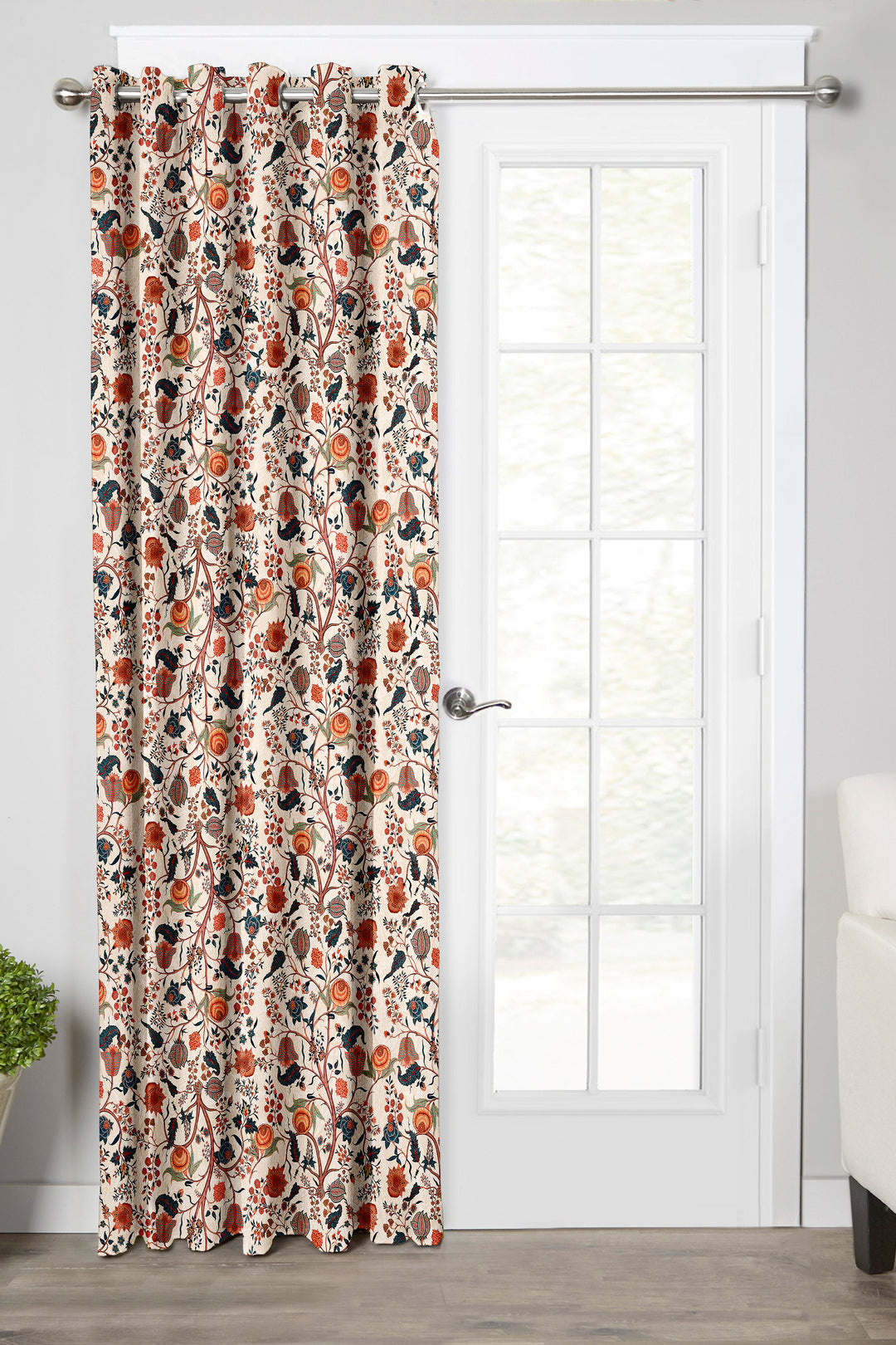 Ultimate Trends Premium Polyester Fancy Floral Curtain For Home Décor Beige Color, 1 Piece