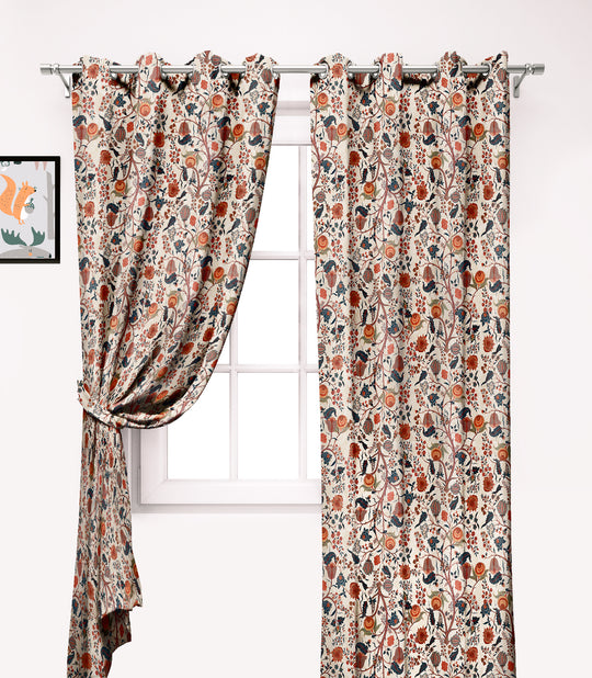 Ultimate Trends Premium Polyester Fancy Floral Curtain For Home Décor Beige Color, 1 Piece