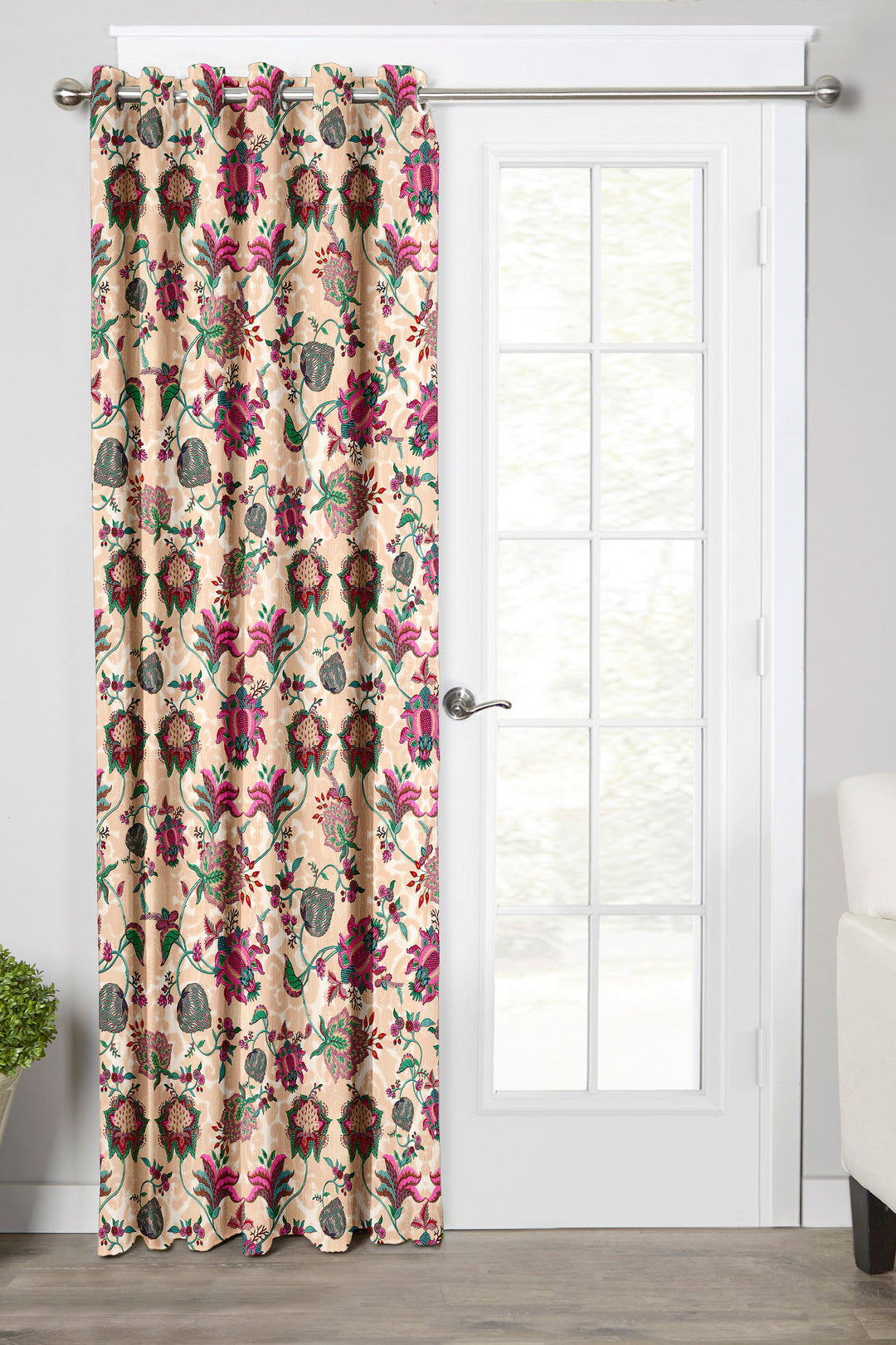 Ultimate Trends Premium Polyester Fancy Floral Curtain For Home Décor Beige Color, 1 Piece