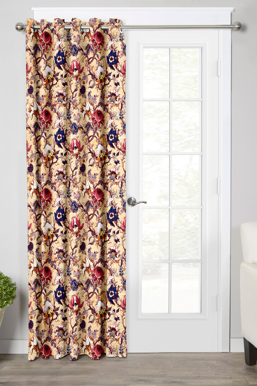 Ultimate Trends Premium Polyester Fancy Floral Curtain For Home Décor Beige Color, 1 Piece