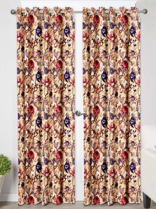 Ultimate Trends Premium Polyester Fancy Floral Curtain For Home Décor Beige Color, 1 Piece