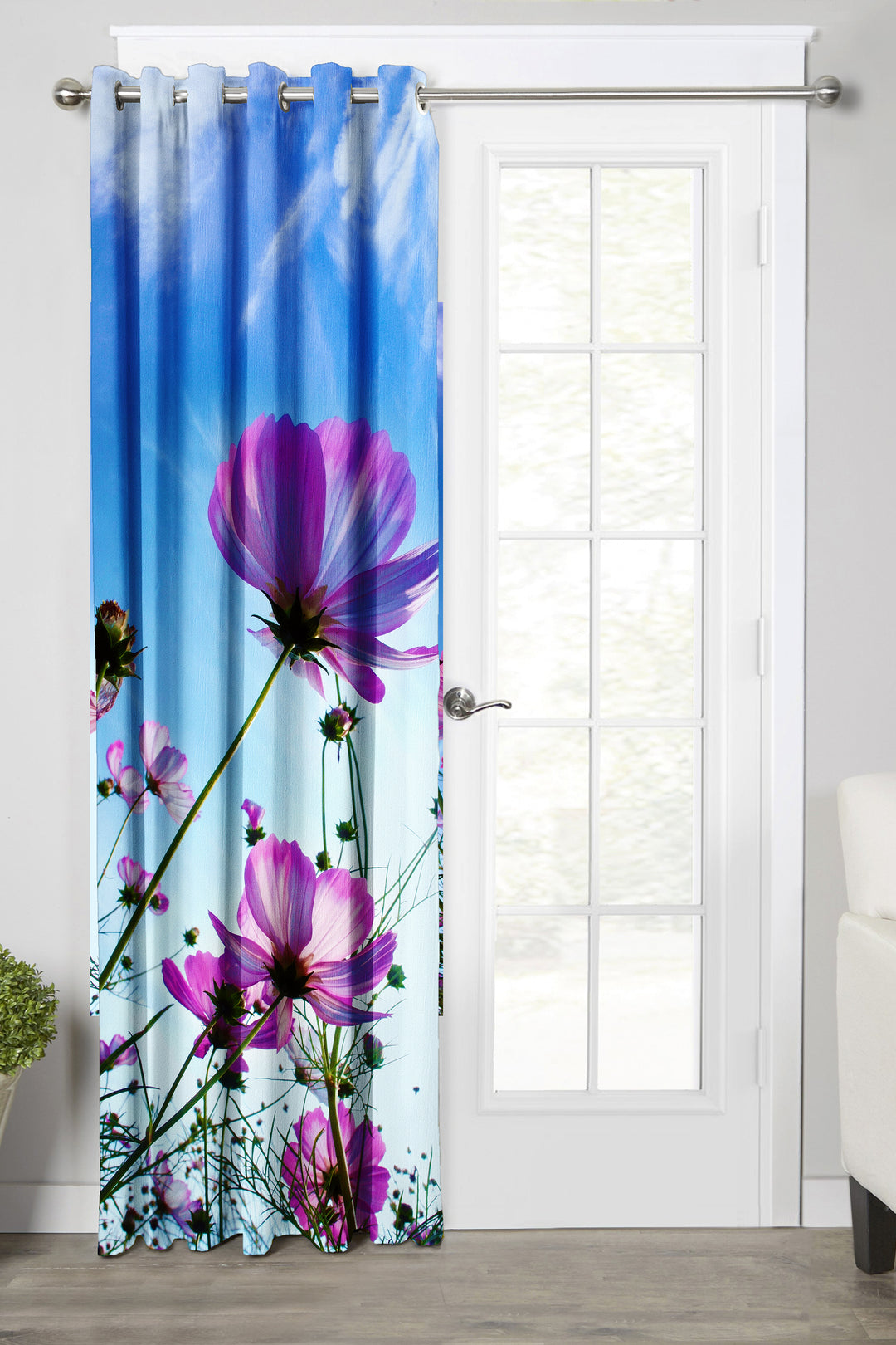 Ultimate Trends Premium Polyester Fancy 3D Floral Curtain For Home Décor Blue and Lavender Color, 1 Piece