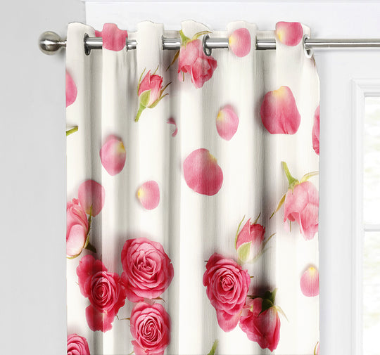 Ultimate Trends Premium Polyester Fancy 3D Floral Curtain For Home Décor White and Red Color, 1 Piece