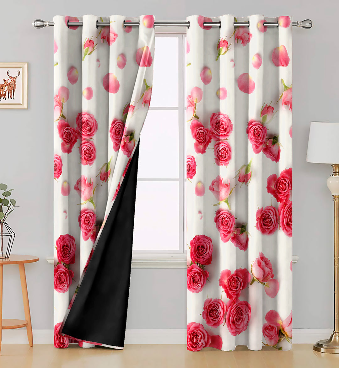 Ultimate Trends Premium Polyester Fancy 3D Floral Curtain For Home Décor White and Red Color, 1 Piece