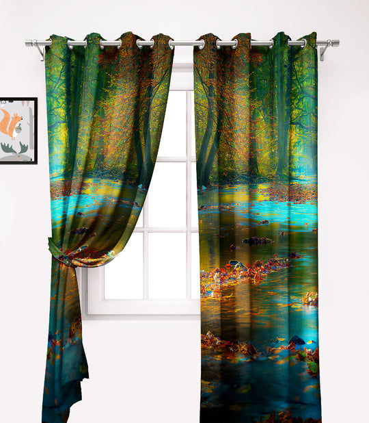 Ultimate Trends Premium Polyester Fancy 3D Scenery Curtain For Home Décor Multi Color, 1 Piece