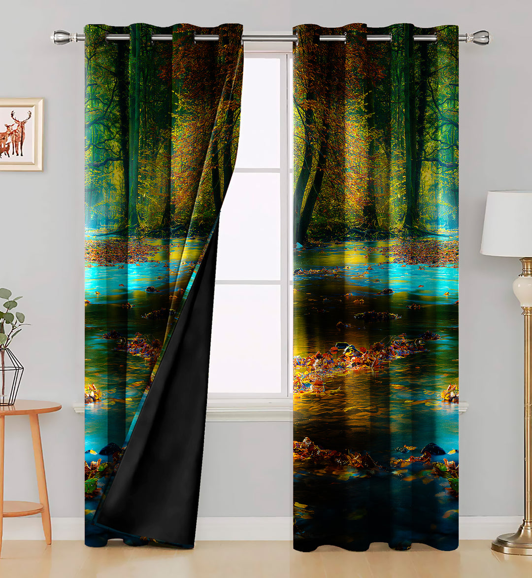 Ultimate Trends Premium Polyester Fancy 3D Scenery Curtain For Home Décor Multi Color, 1 Piece