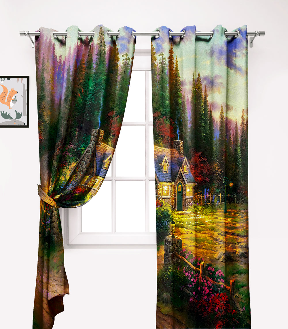 Ultimate Trends Premium Polyester Fancy 3D Scenery Curtain For Home Décor Multi Color, 1 Piece