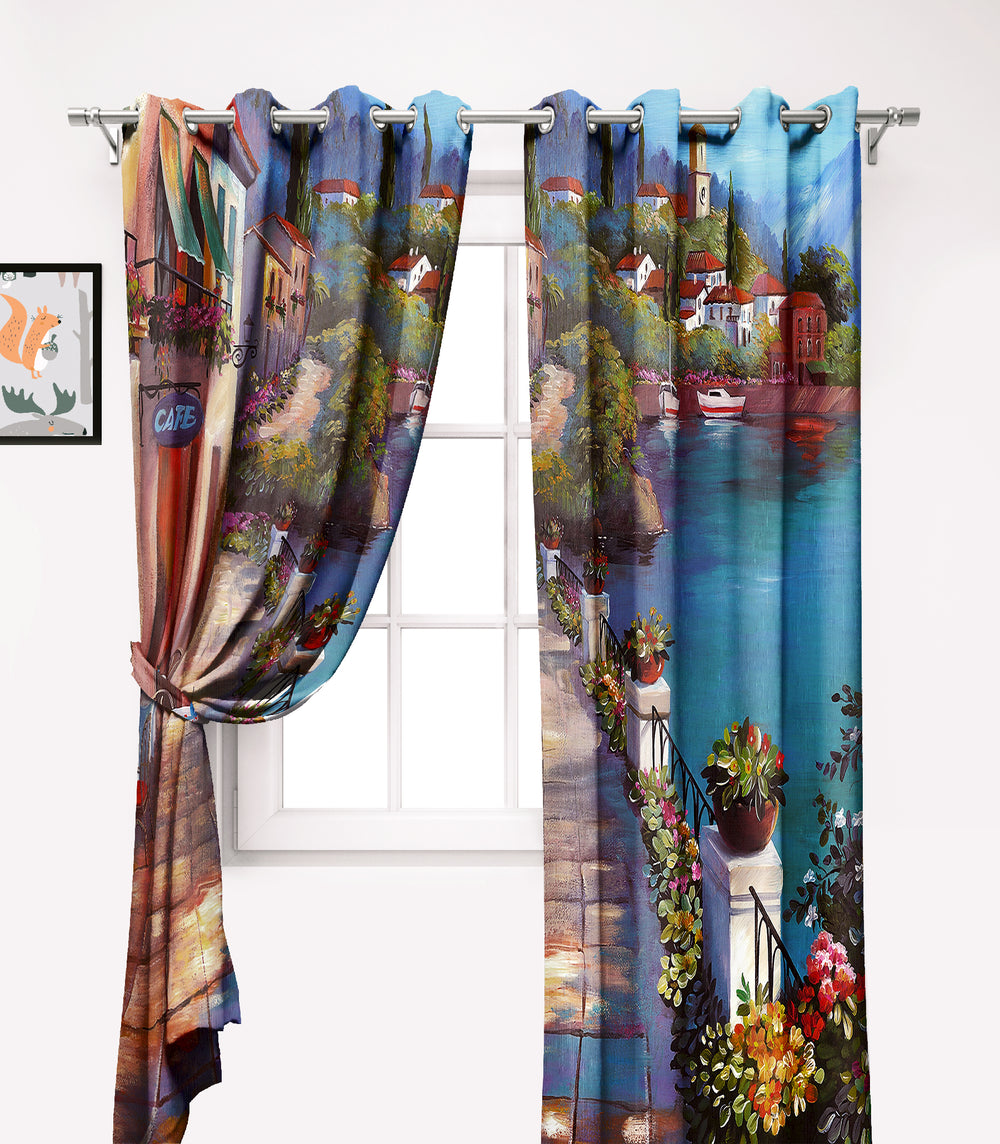 Ultimate Trends Premium Polyester Fancy 3D Scenery Curtain For Home Décor Multi Color, 1 Piece