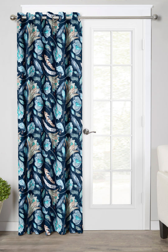 Ultimate Trends Premium Polyester Fancy Floral Curtain For Home Décor Agone Blue Color, 1 Piece