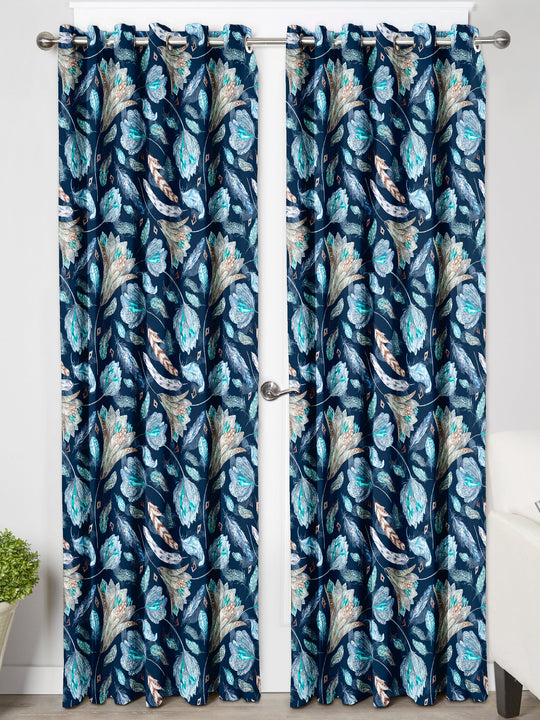 Ultimate Trends Premium Polyester Fancy Floral Curtain For Home Décor Agone Blue Color, 1 Piece