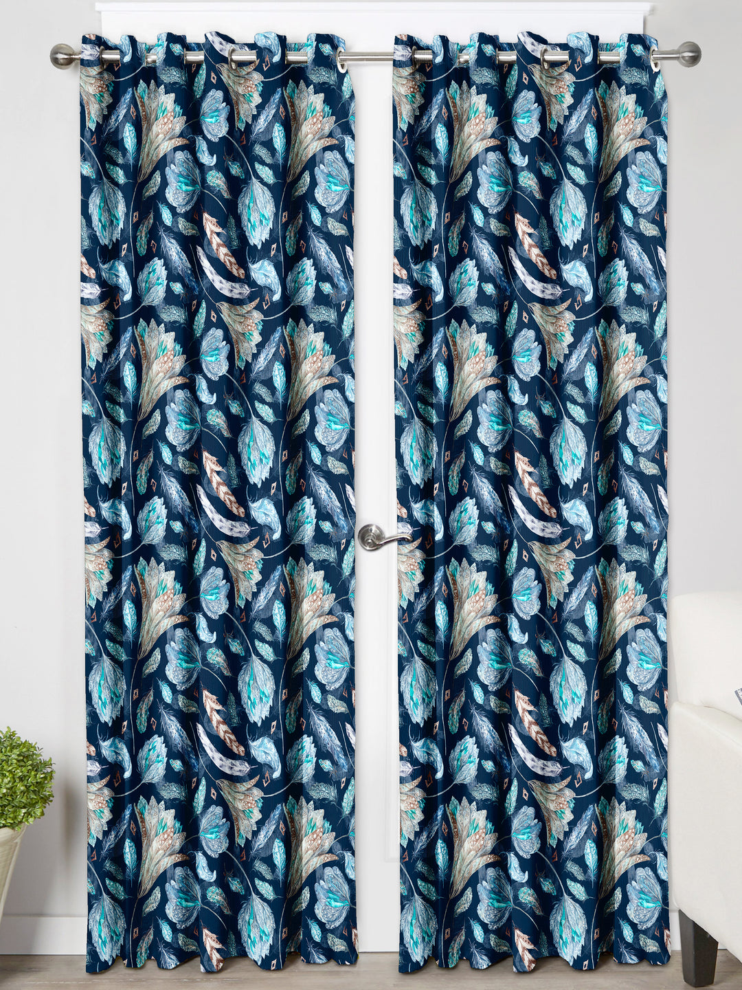 Ultimate Trends Premium Polyester Fancy Floral Curtain For Home Décor Aegon Blue Color, 1 Piece