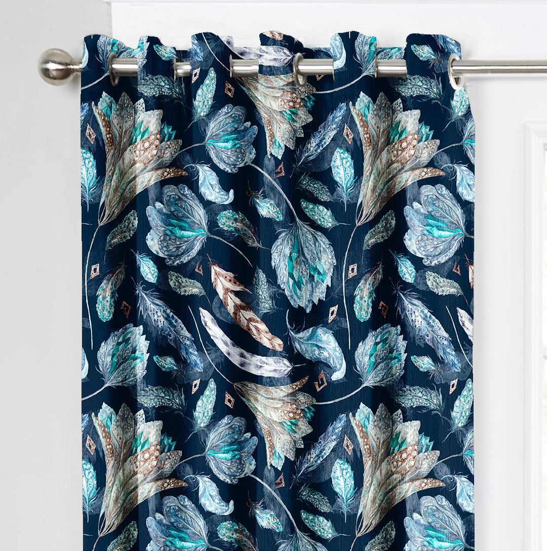 Ultimate Trends Premium Polyester Fancy Floral Curtain For Home Décor Agone Blue Color, 1 Piece