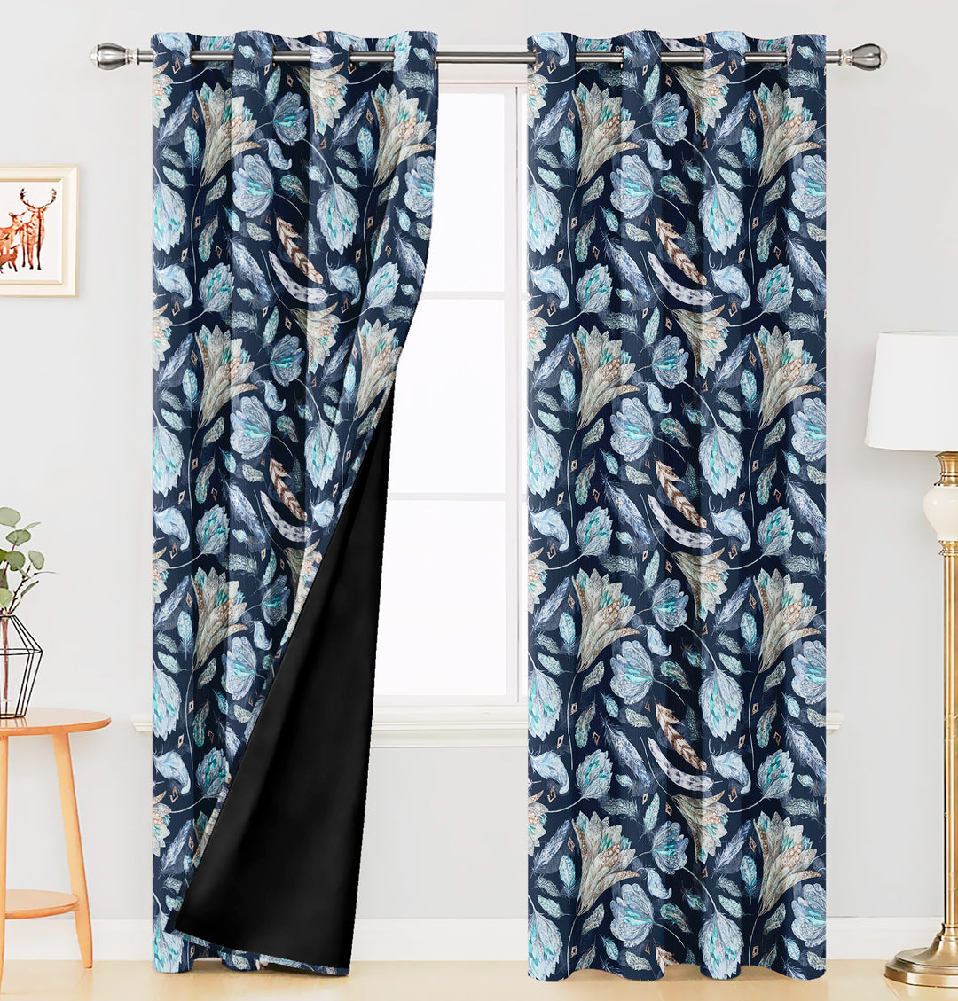 Ultimate Trends Premium Polyester Fancy Floral Curtain For Home Décor Aegon Blue Color, 1 Piece