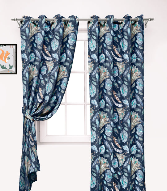 Ultimate Trends Premium Polyester Fancy Floral Curtain For Home Décor Agone Blue Color, 1 Piece