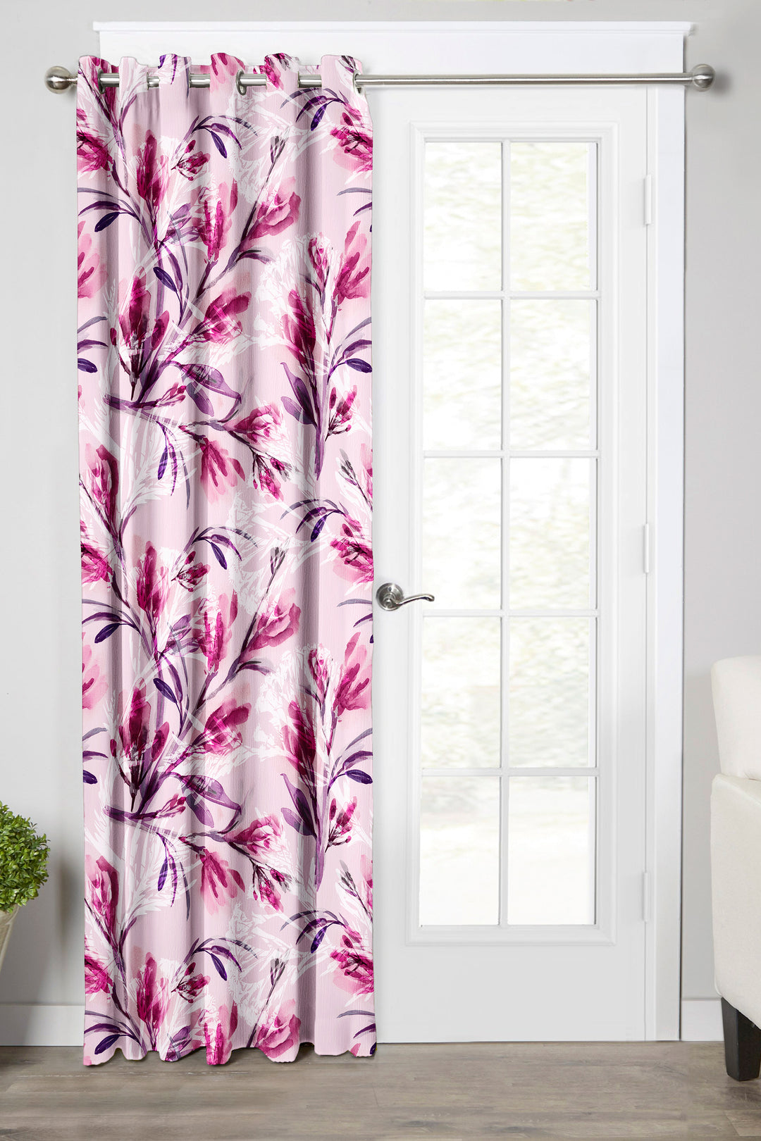 Ultimate Trends Premium Polyester Fancy Floral Curtain For Home Décor Pink Color, 1 Piece