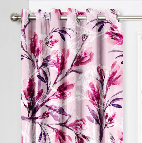 Ultimate Trends Premium Polyester Fancy Floral Curtain For Home Décor Pink Color, 1 Piece