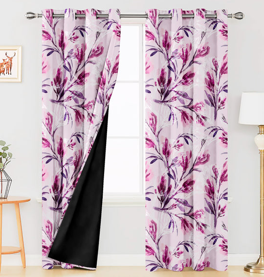 Ultimate Trends Premium Polyester Fancy Floral Curtain For Home Décor Pink Color, 1 Piece