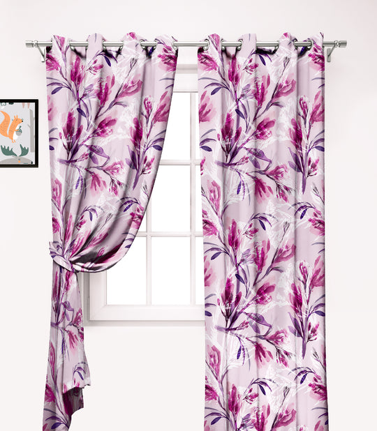 Ultimate Trends Premium Polyester Fancy Floral Curtain For Home Décor Pink Color, 1 Piece