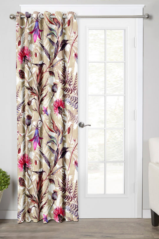 Ultimate Trends Premium Polyester Fancy Floral Curtain For Home Décor Beige Color, 1 Piece