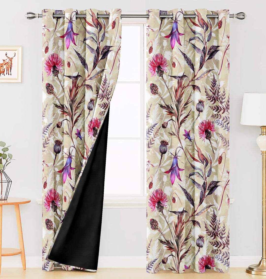 Ultimate Trends Premium Polyester Fancy Floral Curtain For Home Décor Beige Color, 1 Piece