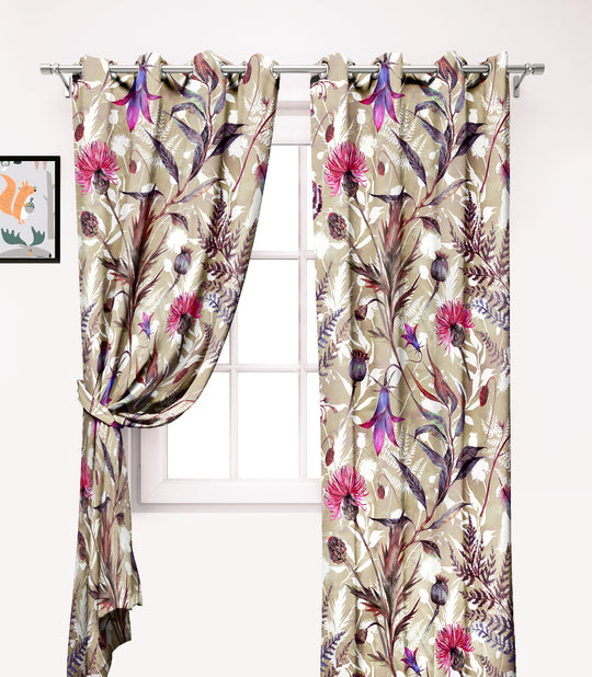 Ultimate Trends Premium Polyester Fancy Floral Curtain For Home Décor Beige Color, 1 Piece