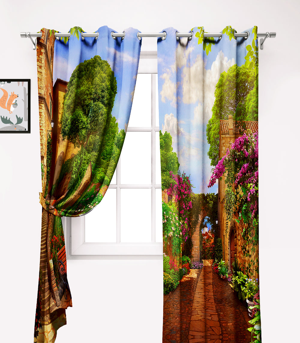 Ultimate Trends Premium Polyester Fancy 3D Scenery Curtain For Home Décor Multi Color, 1 Piece