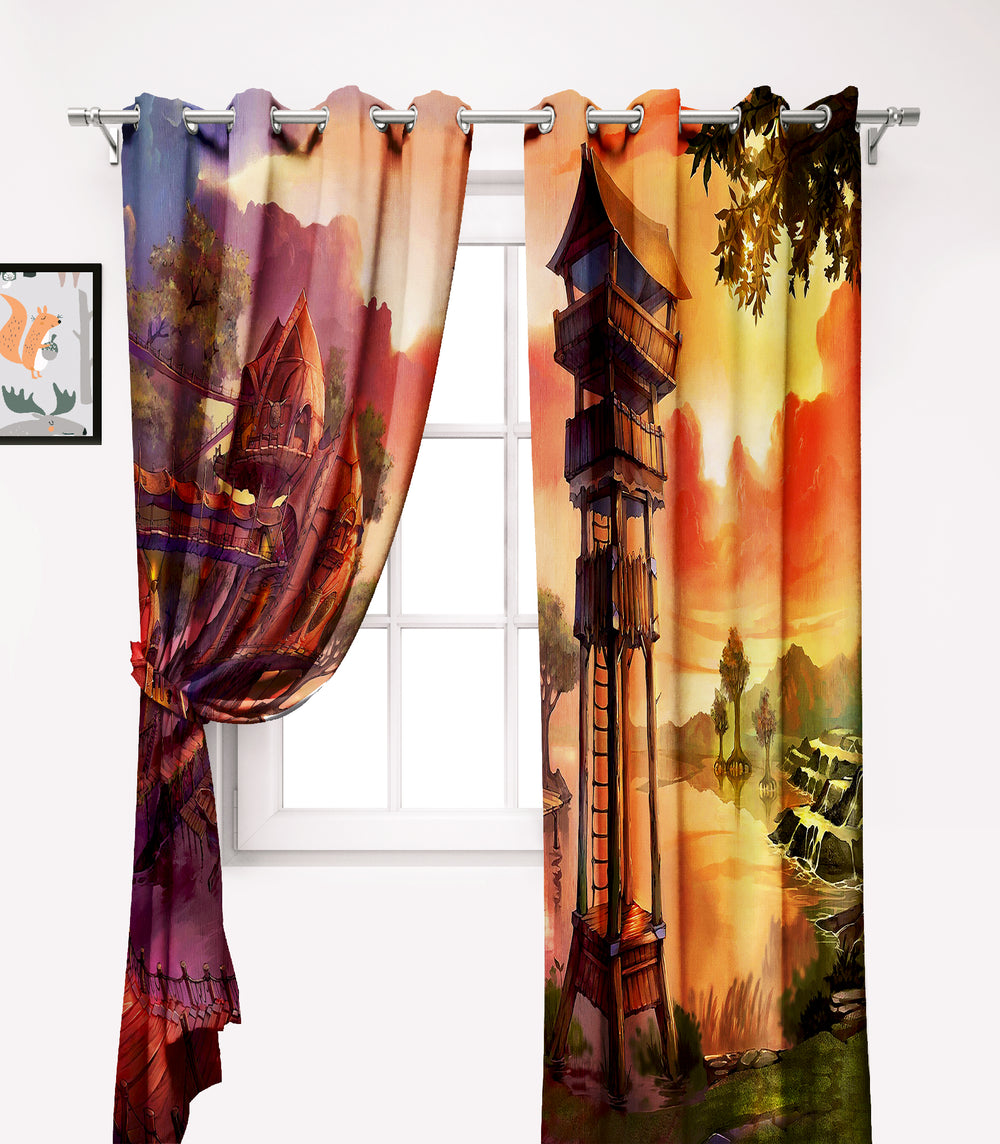 Ultimate Trends Premium Polyester Fancy 3D Scenery Curtain For Home Décor Multi Color, 1 Piece