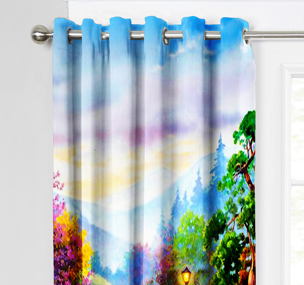 Ultimate Trends Premium Polyester Fancy 3D Scenery Curtain For Home Décor Multi Color, 1 Piece