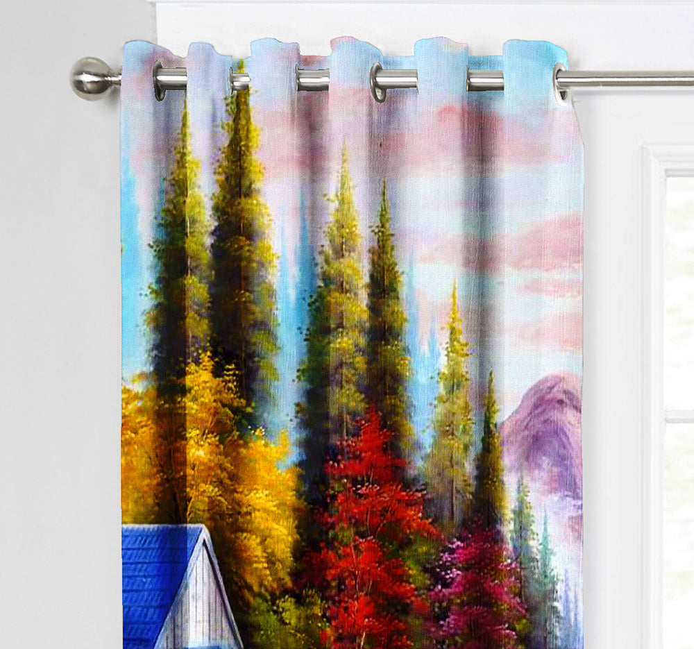 Ultimate Trends Premium Polyester Fancy 3D Scenery Curtain For Home Décor Multi Color, 1 Piece