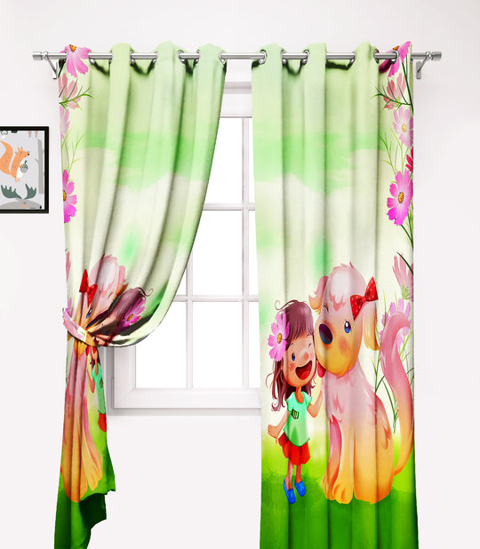 Ultimate Trends Premium Polyester Fancy 3D Kids Curtain For Home Décor Green Color, 1 Piece