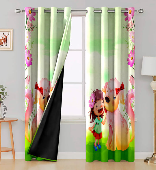 Ultimate Trends Premium Polyester Fancy 3D Kids Curtain For Home Décor Green Color, 1 Piece