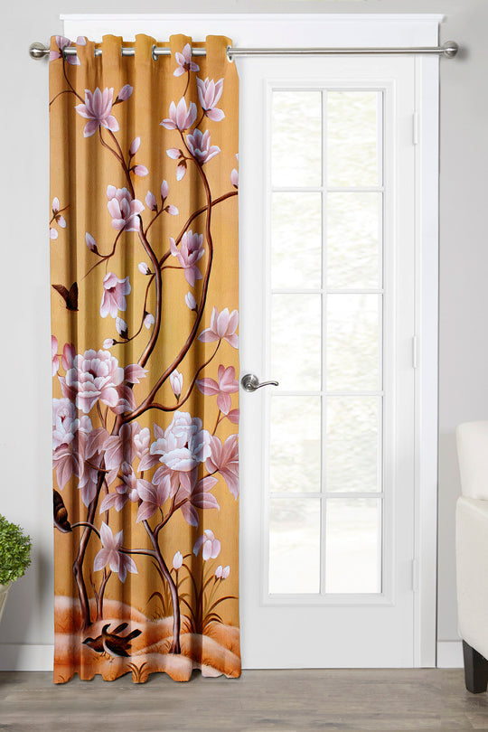 Ultimate Trends Premium Polyester Fancy 3D Floral Curtain For Home Décor Light Brown Color, 1 Piece