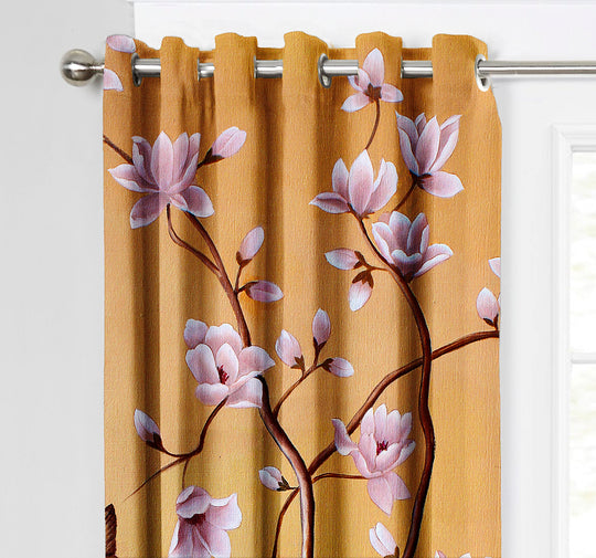 Ultimate Trends Premium Polyester Fancy 3D Floral Curtain For Home Décor Light Brown Color, 1 Piece