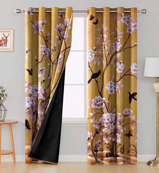 Ultimate Trends Premium Polyester Fancy 3D Floral Curtain For Home Décor Light Brown Color, 1 Piece