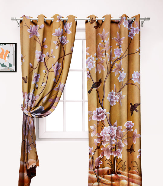 Ultimate Trends Premium Polyester Fancy 3D Floral Curtain For Home Décor Light Brown Color, 1 Piece