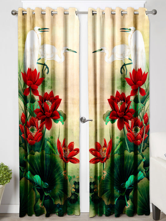 Ultimate Trends Premium Polyester Fancy Modern Curtain For Home Décor Red and Green Color, 1 Piece