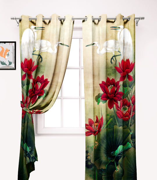 Ultimate Trends Premium Polyester Fancy Modern Curtain For Home Décor Red and Green Color, 1 Piece