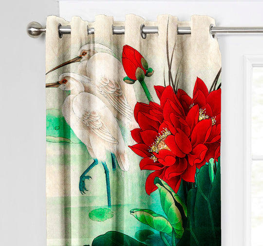 Ultimate Trends Premium Polyester Floral Curtain For Home Décor Red and Green Color, 1 Piece