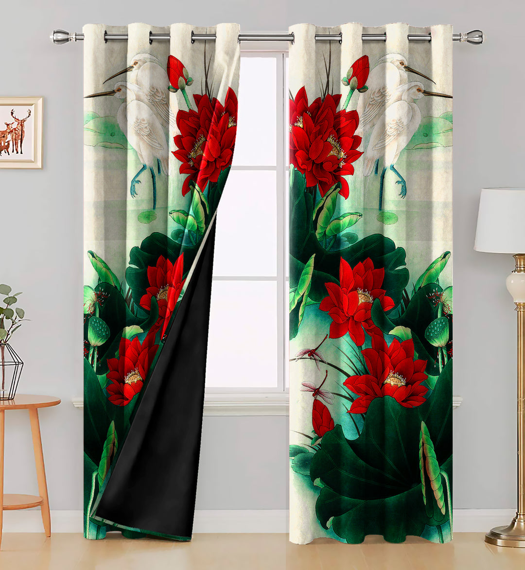 Ultimate Trends Premium Polyester Floral Curtain For Home Décor Red and Green Color, 1 Piece