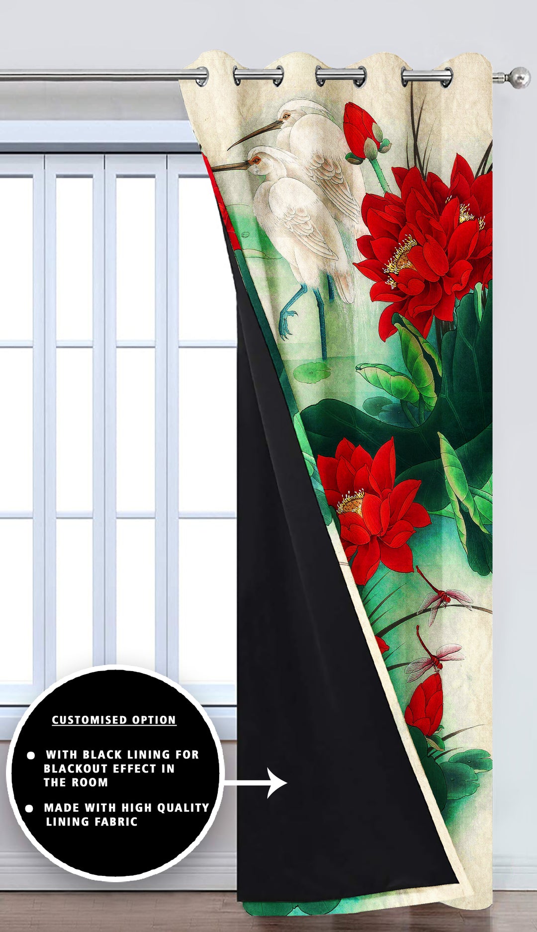 Ultimate Trends Premium Polyester Floral Curtain For Home Décor Red and Green Color, 1 Piece