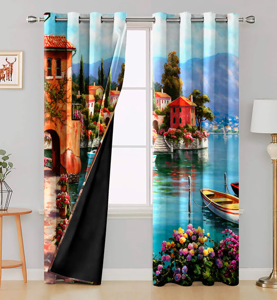 Ultimate Trends Premium Polyester Fancy 3D Scenery Curtain For Home Décor Multi Color, 1 Piece