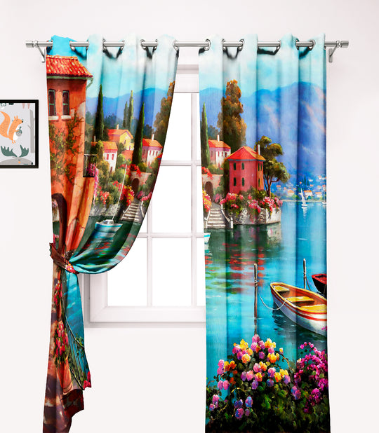 Ultimate Trends Premium Polyester Fancy 3D Scenery Curtain For Home Décor Multi Color, 1 Piece