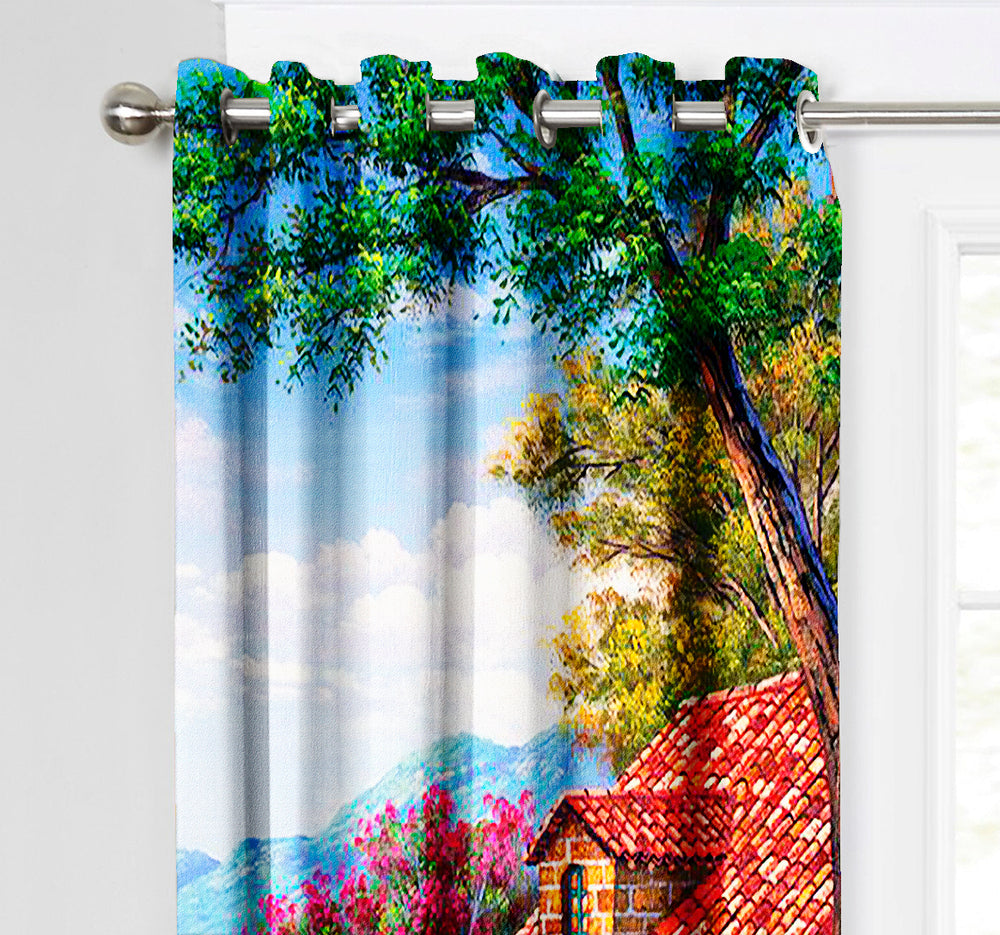 Ultimate Trends Premium Polyester Fancy 3D Scenery Curtain For Home Décor Multi Color, 1 Piece