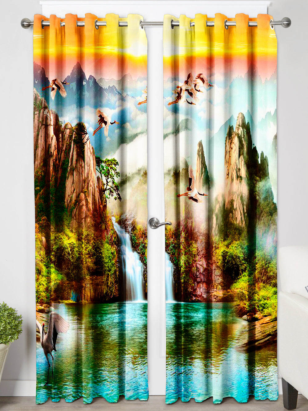 Ultimate Trends Premium Polyester Fancy 3D Scenery Curtain For Home Décor Multi Color, 1 Piece