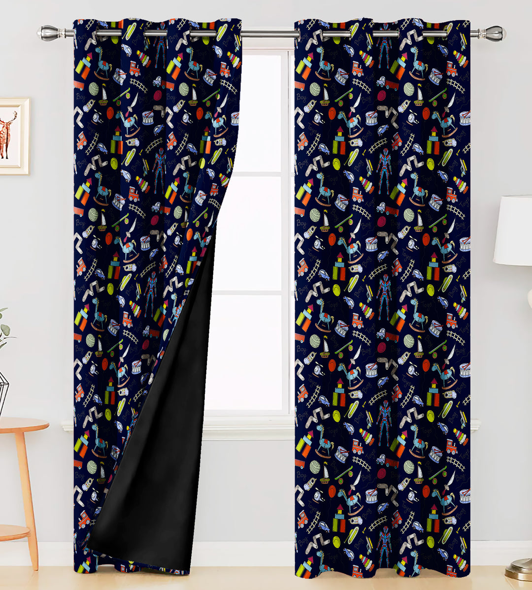 Ultimate Trends Premium Polyester Kids Room Curtain For Home Décor Navy Blue Color, 1 Piece