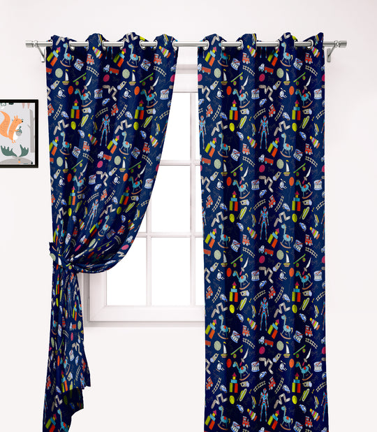 Ultimate Trends Premium Polyester Kids Room Curtain For Home Décor Navy Blue Color, 1 Piece