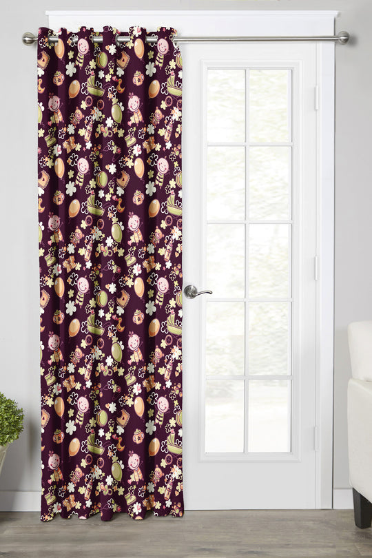 Ultimate Trends Premium Polyester Kids Room Curtain For Home Décor Maroon Color, 1 Piece