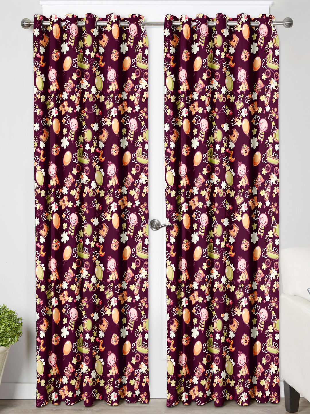 Ultimate Trends Premium Polyester Kids Room Curtain For Home Décor Maroon Color, 1 Piece