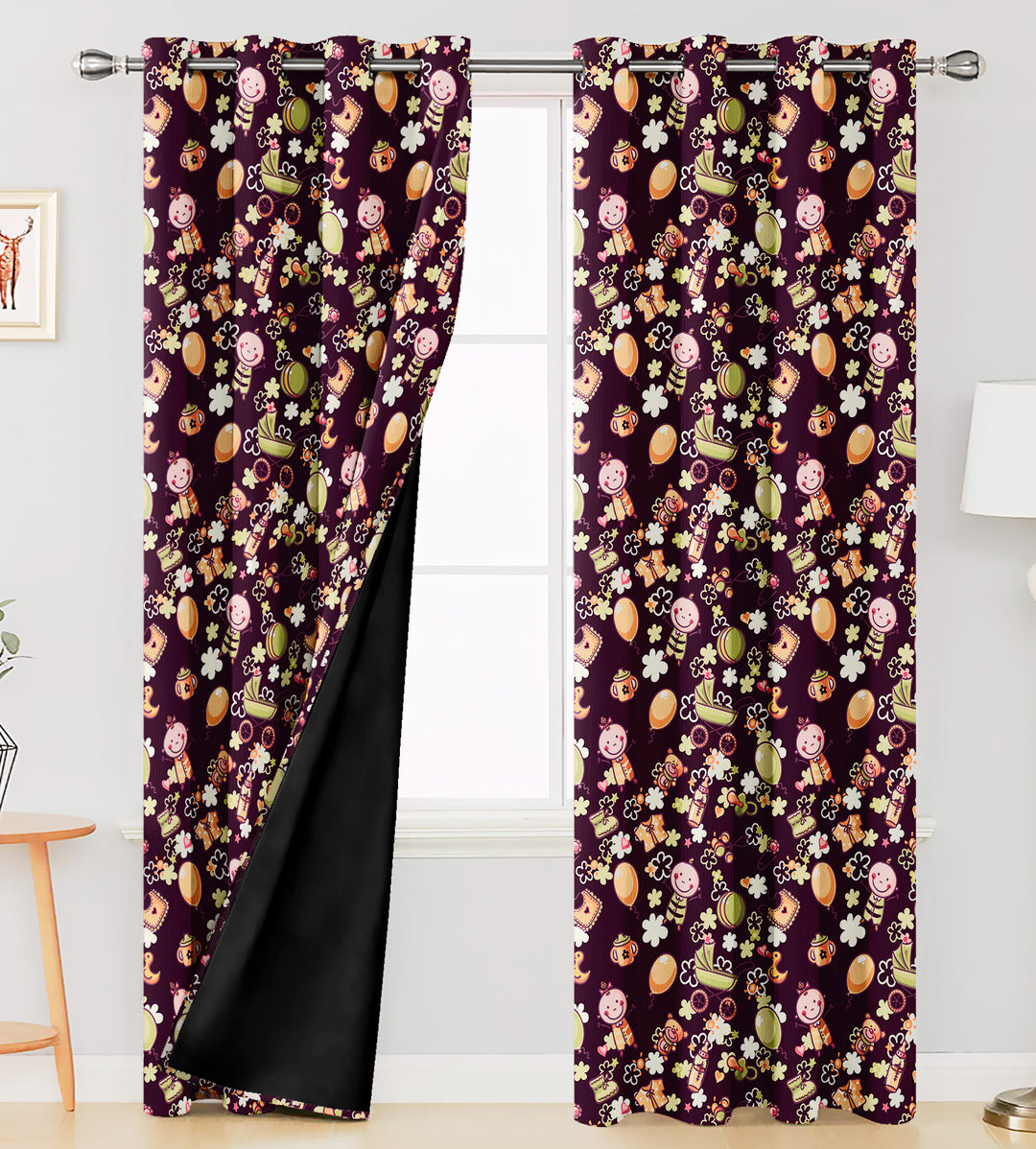 Ultimate Trends Premium Polyester Kids Room Curtain For Home Décor Maroon Color, 1 Piece