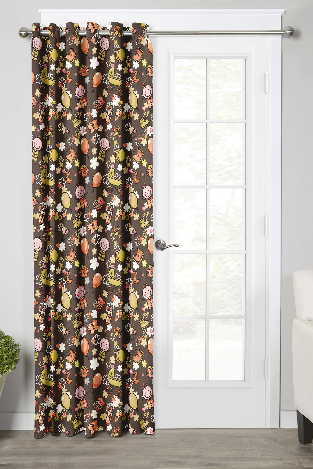 Ultimate Trends Premium Polyester Kids Room Curtain For Home Décor Brown Color, 1 Piece